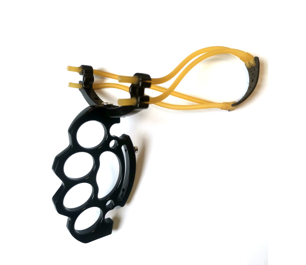 Black Brass Knuckles with Slingshot - AnyTime Blades