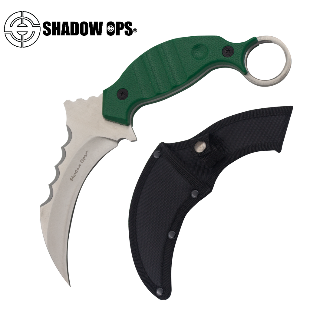 8" Fixed Blade Tactical Karambit Knife with Silver Blade - AnyTime Blades
