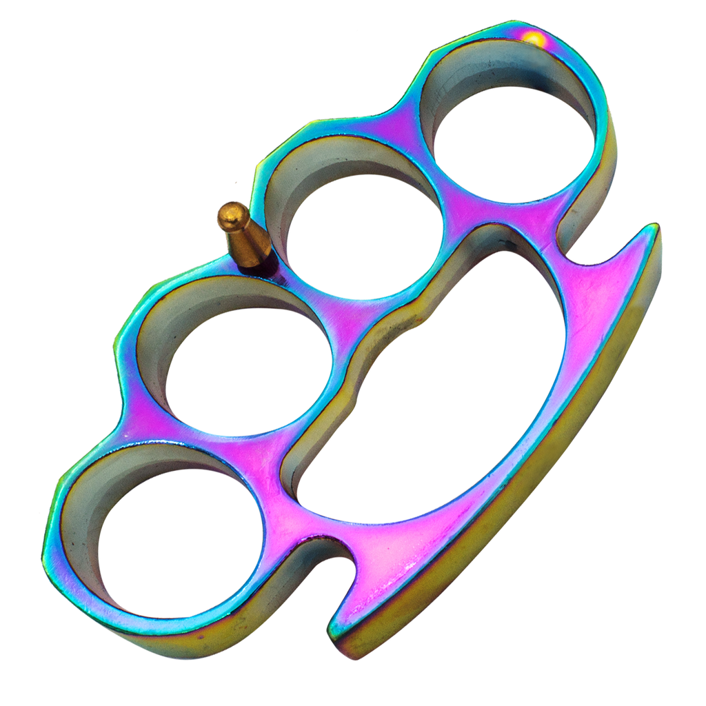 Solid Steel Knuckle Duster Brass Knuckle - Rainbow - AnyTime Blades