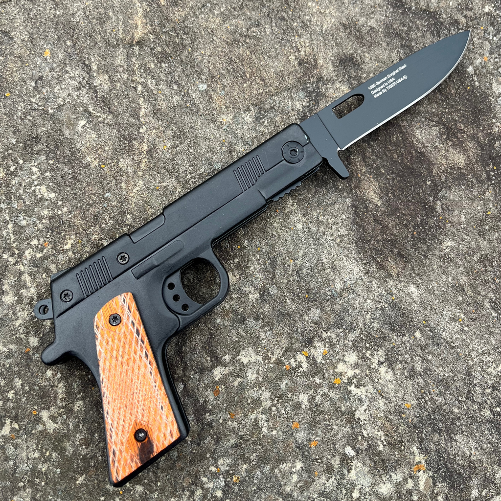 7" Black Pistol Knife - AnyTime Blades