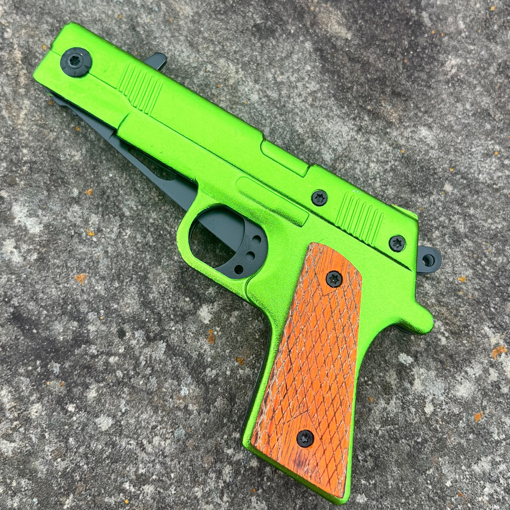 7" Green Pistol Knife - AnyTime Blades