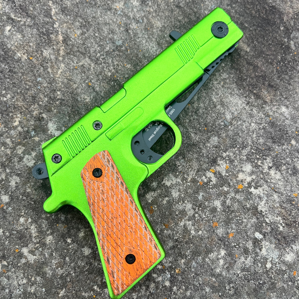 7" Green Pistol Knife - AnyTime Blades