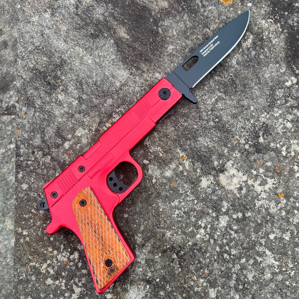 7" Red Pistol Knife - AnyTime Blades
