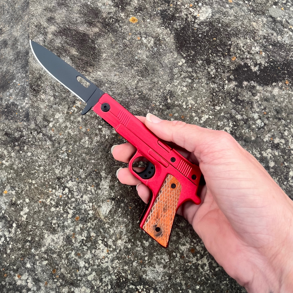 7" Red Pistol Knife - AnyTime Blades