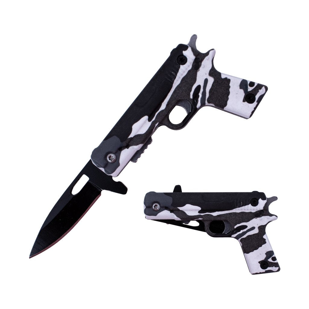 Tiger-USA MINI Pistol Spring Action Assisted Knife - Snow Camo - AnyTime Blades
