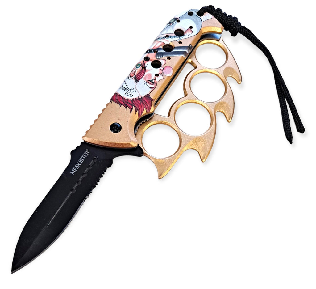 Elite Claw Mean Bitch Trench Knife Gold - AnyTime Blades