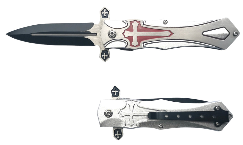 9" Medieval Crusader Spring Assisted Folding Pocket Knife - AnyTime Blades