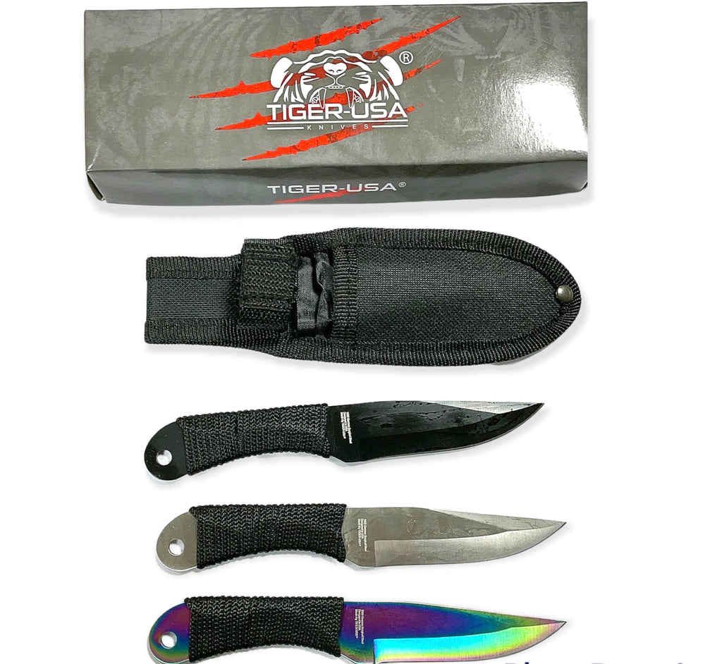 6.5 Inch 3PC Throwing Knife w/ case RB,BK,SL - AnyTime Blades