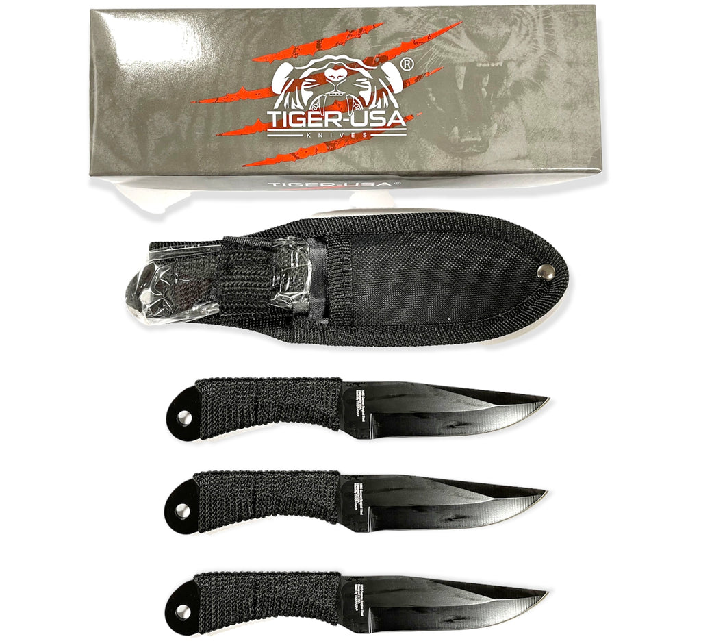 6.5 Inch 3PCS Throwing Knife w/ case BLACK - AnyTime Blades