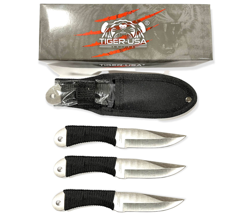 6.5 Inch 3PC Throwing Knife w/ case SILVER - AnyTime Blades
