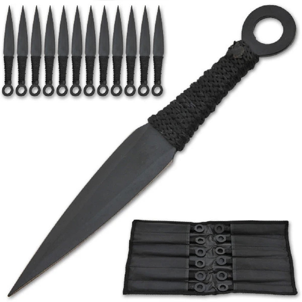 12 Piece KUNAI THROWING KNIFE SET WITH SHEATH - AnyTime Blades