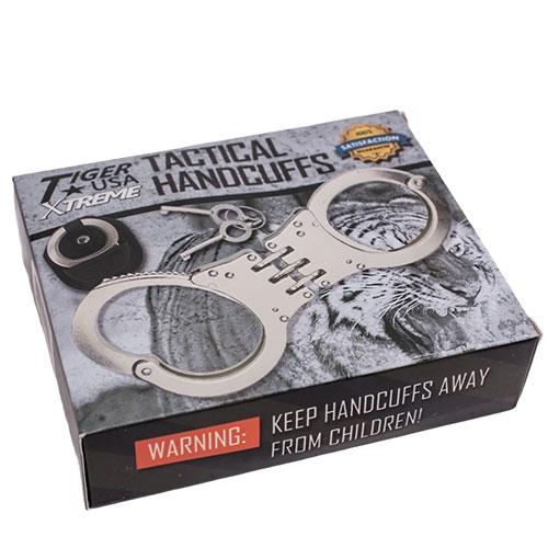 Silver Hinged Solid Steel Handcuffs - AnyTime Blades