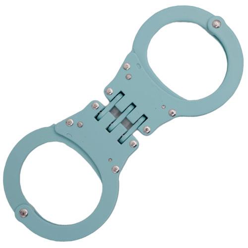 Teal Hinged Solid Steel Handcuffs - AnyTime Blades