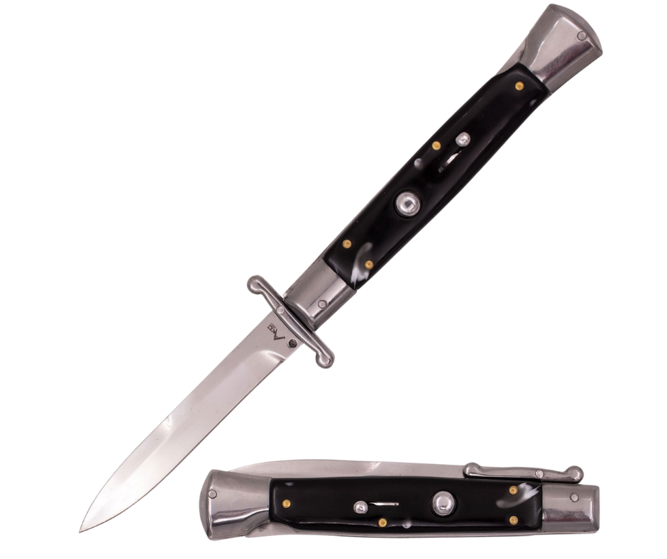 9.6 Inch Fully Automatic Stiletto Switchblade Black - AnyTime Blades