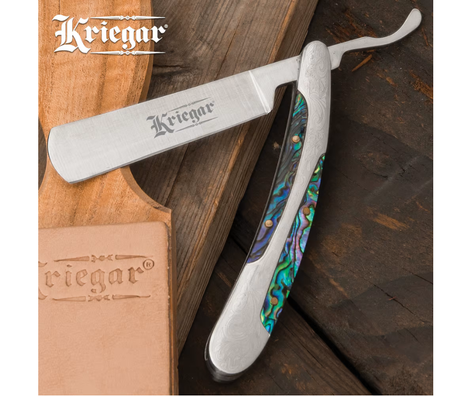 Kriegar Abalone Inlay Folding Razor Knife - AnyTime Blades