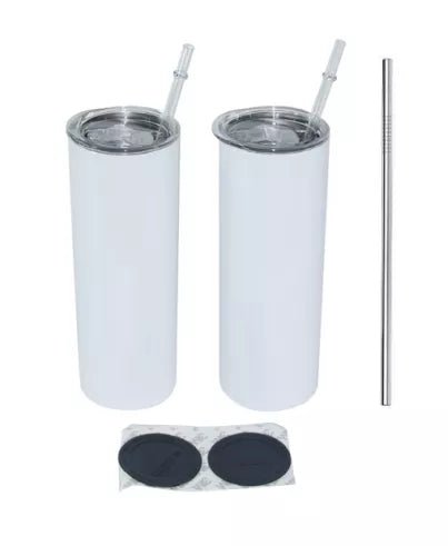 20oz Sublimation Tumblers with Metal Straws and Rubber Bottoms - AnyTime Blades