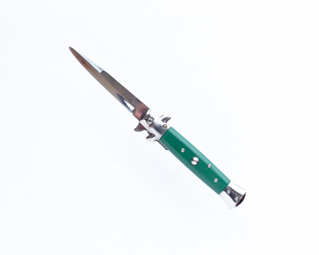 Assisted Opening Pocket Knife Green Handle and Silver Blade - AnyTime Blades