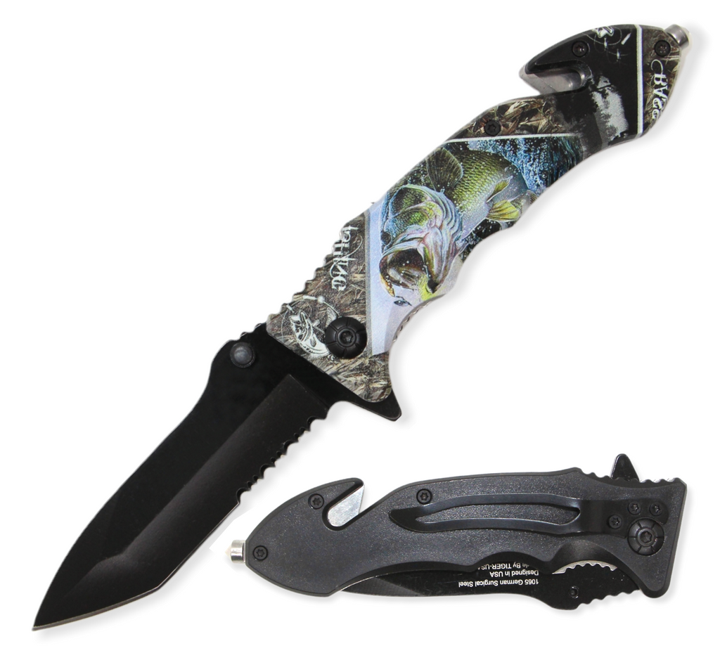 8.5" Spring Assisted Rescue Knife Gone Fishing Series - AnyTime Blades