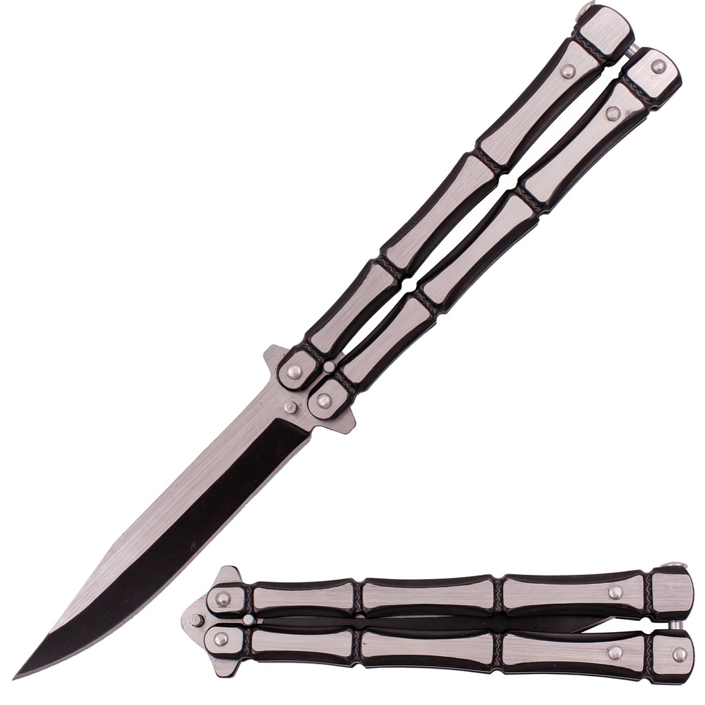 9.10 Inch Solid Steel Skelton Butterfly Balisong Knife - AnyTime Blades