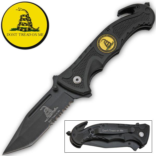 Don't Tread On Me MARINES Black Tanto Blade ASSISTED OPENING POCKET KNIFE - AnyTime Blades