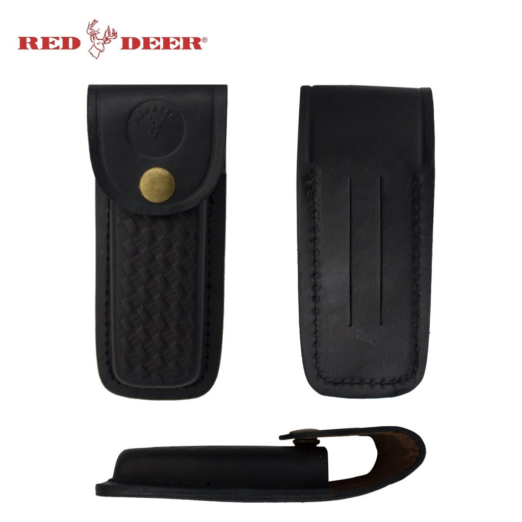 Folding Pocket Knife Genuine Black Leather Pouch Case Asin: B07BNS5RSS - AnyTime Blades
