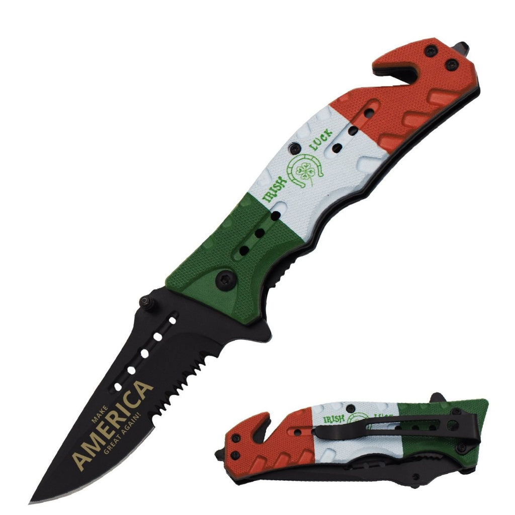 Irish Luck TRUMP "Make America Great Again" Assisted Open Rescue Knife - AnyTime Blades