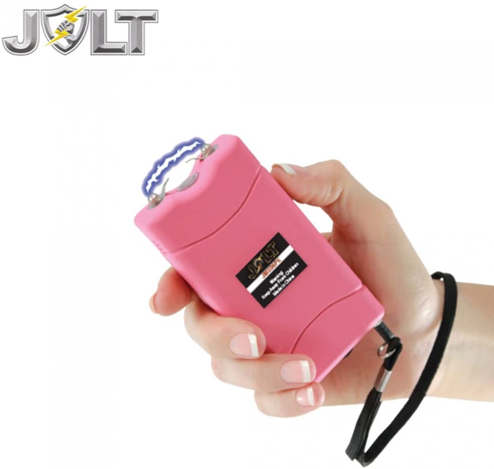 25 Million Volt Rechargeable Pink Stun Gun with LED Flashlight Holster - AnyTime Blades