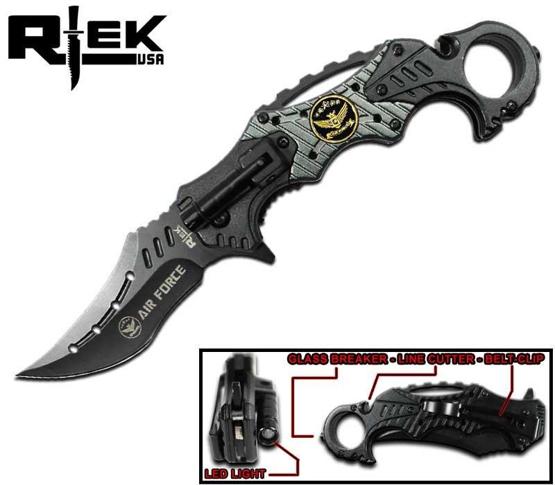 SAS 5.5" Tactical Spring Assisted Folding Knife With Flashlight, Seatbelt, Cutter, and Window Breaker - AnyTime Blades