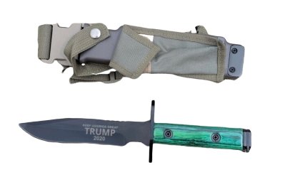 Shadow-Ops Trump "Keep America Great" Bayonet with Wood Handle and ABS Plastic Sheath Features Leg Strap and - AnyTime Blades