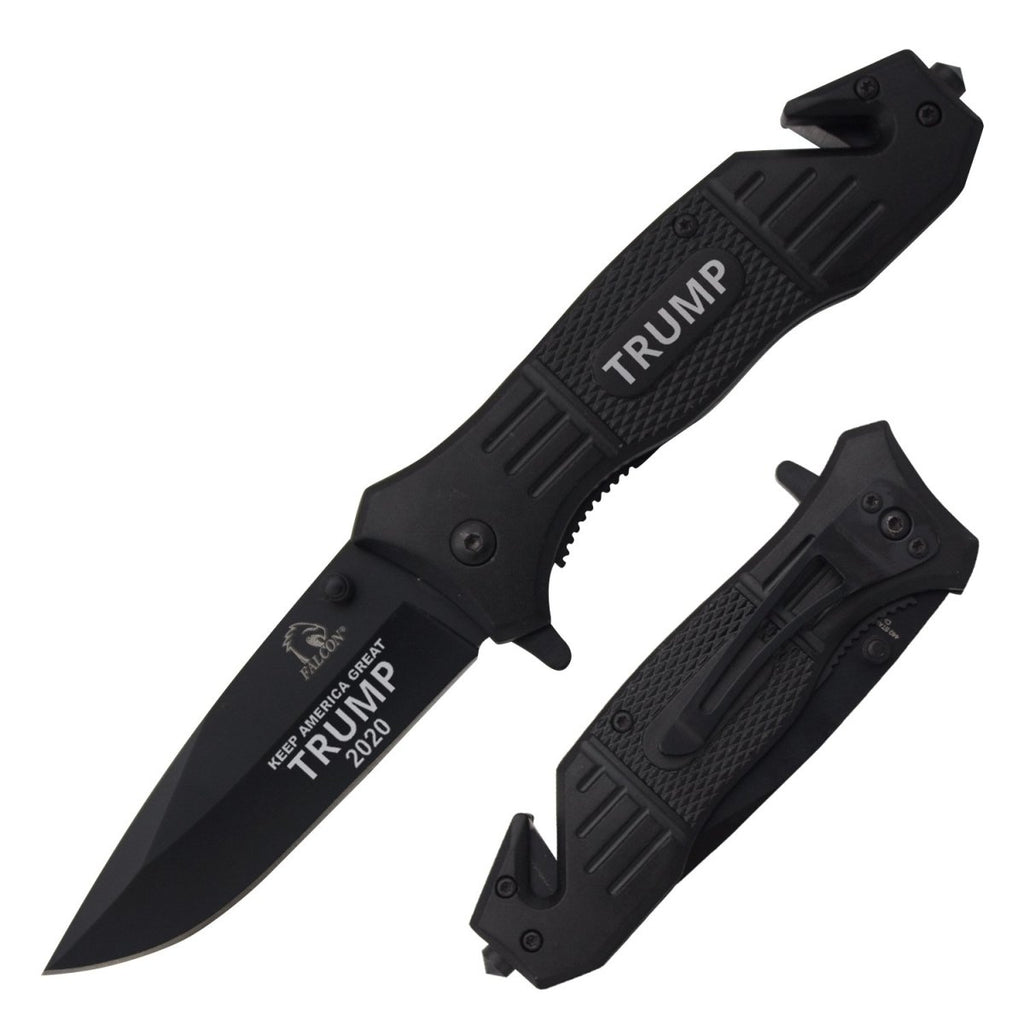 TRUMP Keep America Great 2020 Black Assisted Opening Rescue Pocket Knife - AnyTime Blades