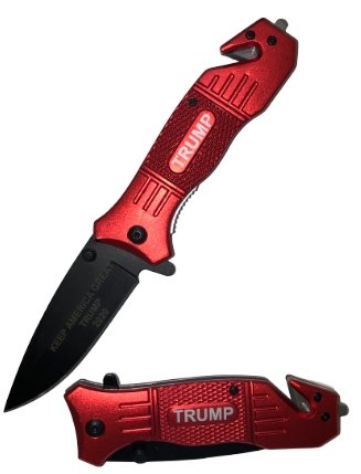 TRUMP "Keep America Great 2020" Red Assisted Open Rescue Pocket Knife - AnyTime Blades
