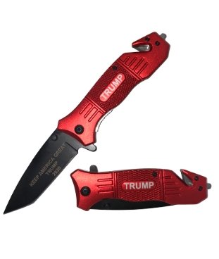 TRUMP "Keep America Great 2020" Red Assisted Open Rescue Pocket Knife - AnyTime Blades