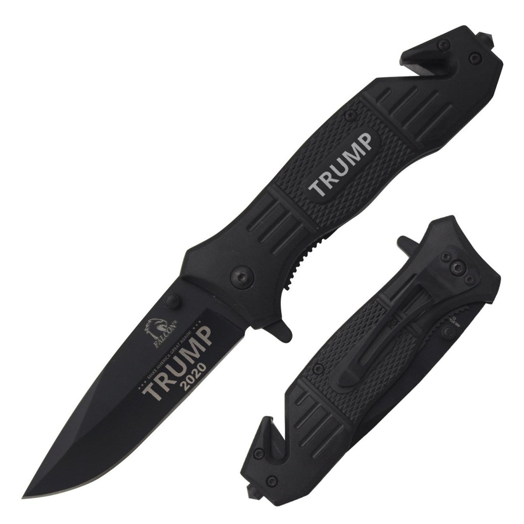 TRUMP Make America Great Again 2020 Black Assisted Opening Rescue Pocket Knife - AnyTime Blades