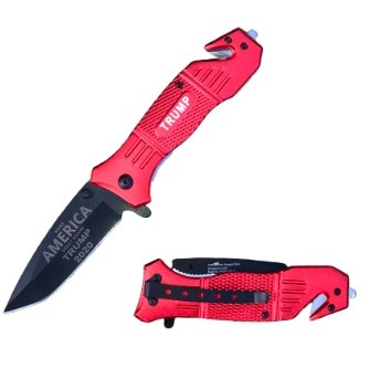 TRUMP "Make America Great Again 2020" Red Rescue Pocket Knife with Tanto Blade - AnyTime Blades