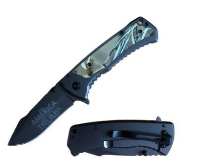 TRUMP "Make America Great Again"  Pocket Knife with Camo Handle - AnyTime Blades