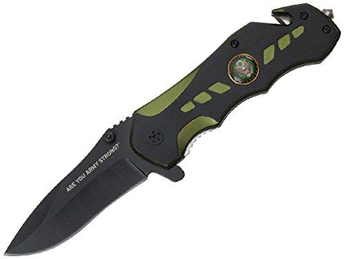 Wartech Tactical UA01 U.S. Army Licensed Spring Assist Rescue Knife, Green, 8" - AnyTime Blades