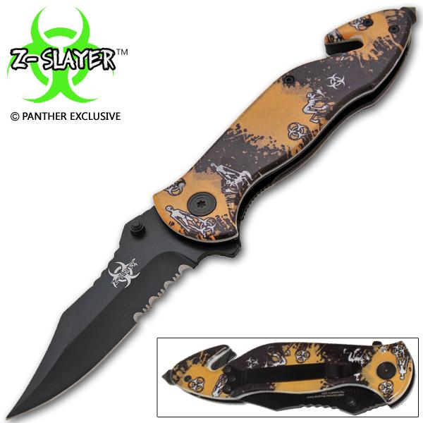 Zombie Assisted Action Rescue Folding Knife Walking Dead 4.5"closed - AnyTime Blades